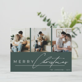 Cartão De Festividades Colagem de Fotos com Roteiro Moderno Verde Feliz N