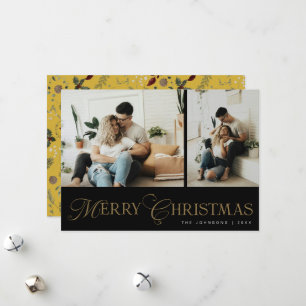 Cartão De Festividades Colagem de Fotos com Script Elegante Moderno Natal