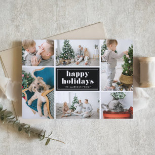 Cartão De Festividades Colagem de Fotos com Tipografia Negrita Retro