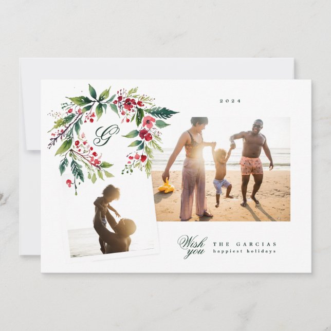 Cartão De Festividades Colagem de fotos com Verdadeiro Monograma Tradicio (Frente)