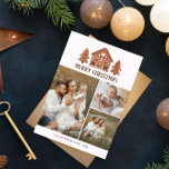 Cartão De Festividades Colagem de Fotos da Casa de Pão-de-Pão Feliz de Na<br><div class="desc">Cartões de foto de Natal com uma casa de pão de gengibre com duas pães de gengibre decoradas com glacé branco. Adicione três fotos da sua família!</div>
