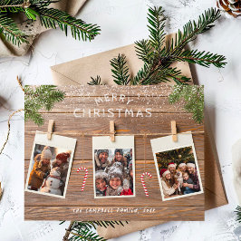 Cartão De Festividades Colagem de Fotos da Corrente de Madeira de Natal