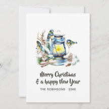 Colagem de Fotos da Família com Lanterna de Natal