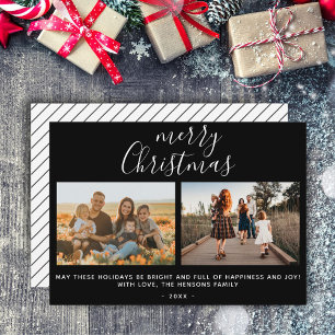 Cartão De Festividades Colagem de Fotos da Família com Letra de Natal Pre