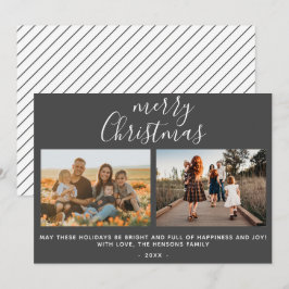 Cartão De Festividades Colagem de Fotos da Família com Letreiro Cinza Fel