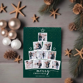 Cartão De Festividades Colagem de Fotos da Família de Árvores de Natal
