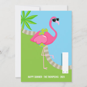 Cartão De Festividades Colagem de Fotos da Família de Flamingo Rosa Legal