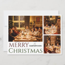 Cartão De Festividades Colagem de Fotos da Família de Script de Reindeer 