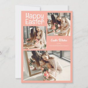 Cartão De Festividades Colagem de Fotos da Família Feliz Páscoa com Letra