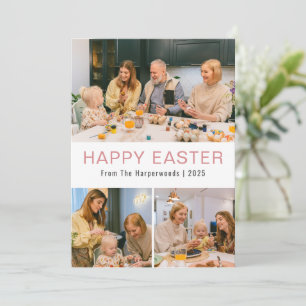 Cartão De Festividades Colagem de Fotos da Família Feliz Páscoa com Letra
