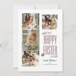 Cartão De Festividades Colagem de Fotos da Família Feliz Páscoa com Letra