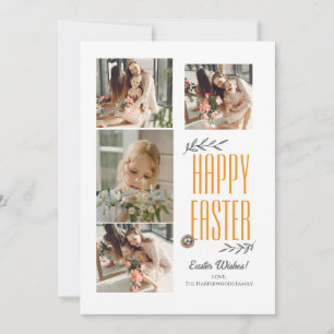 Cartão De Festividades Colagem de Fotos da Família Feliz Páscoa com Letra