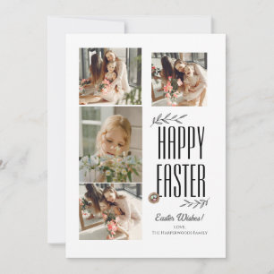 Cartão De Festividades Colagem de Fotos da Família Feliz Páscoa com Letra