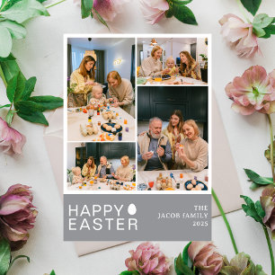 Cartão De Festividades Colagem de Fotos da Família Feliz Páscoa com Letra