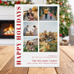 Cartão De Festividades Colagem de Fotos da Família Minimalista Moderna<br><div class="desc">Feliz Feriados! Envie seus desejos calorosos aos amigos e à família nesta época de Natal com um cartão de Natal personalizável para colagem fotográfica com uma simples tipografia moderna. Personalize adicionando fotos, nomes, ano e outros detalhes personalizados. Este cartão de Natal mínimo está disponível em outras cores e estoque de...</div>