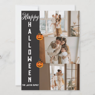 Cartão De Festividades Colagem de Fotos da Família Moderna de Halloween S