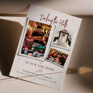 Cartão De Festividades Colagem de Fotos da Família Mudamos de Casa no Nat