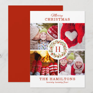 Cartão De Festividades Colagem de Fotos da Família Natal Elegante