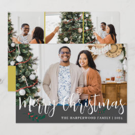 Cartão De Festividades Colagem de Fotos da Família Natal Moderna Elegante