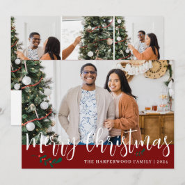 Cartão De Festividades Colagem de Fotos da Família Natal Moderna Elegante