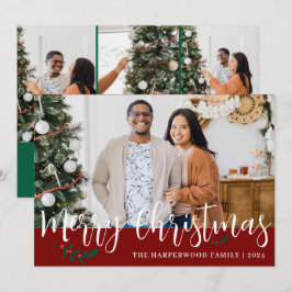 Cartão De Festividades Colagem de Fotos da Família Natal Moderna Elegante