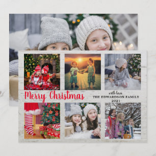 Cartão De Festividades Colagem de fotos da família russa de madeira Feli