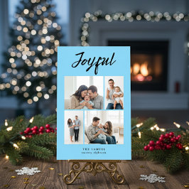 Cartão De Festividades Colagem de Fotos da Família Rustic Merry Four