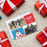 Cartão De Festividades Colagem De Fotos Da Família Snowman Holiday<br><div class="desc">Celebrar o Feriado com Frosty,  o Homem de Neve! Personalize este Cartão Feriado Snowman com as suas duas fotografias de família favoritas e o seu texto personalizado!</div>