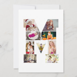 Cartão De Festividades Colagem de Fotos da Letra M Preta e Branca