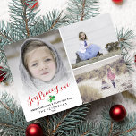Cartão De Festividades Colagem de Fotos de Amor de Paz de Natal Holly Joy<br><div class="desc">Comemore a temporada com este cartão de colagem de fotos de Férias que apresenta as palavras JOY PEACE LOVE em uma letra elegante e um som festivo de sagrado. Personalize adicionando 3 fotos, uma saudação personalizada, seu(s) nome(s) e ano. Você também pode adicionar uma mensagem de feriado no verso. Por...</div>