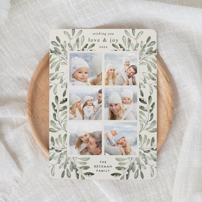 Cartão De Festividades Colagem de Fotos de Aquarela Naturalmente Joyful (Criador carregado)