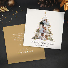 Cartão De Festividades Colagem de Fotos de Árvore de Natal Minimalista Mo