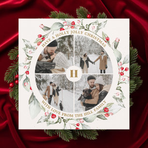 Cartão De Festividades Colagem de Fotos de Berries de Natal