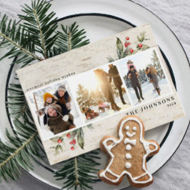 Cartão De Festividades Colagem de Fotos de Bétula Verde Neutra em Estilo