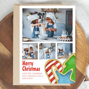 Cartão De Festividades Colagem de Fotos de Biscoito Bonito de Natal Feliz