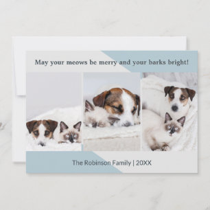 Cartão De Festividades Colagem de Fotos de Cachorro Gato Minimalista Nata