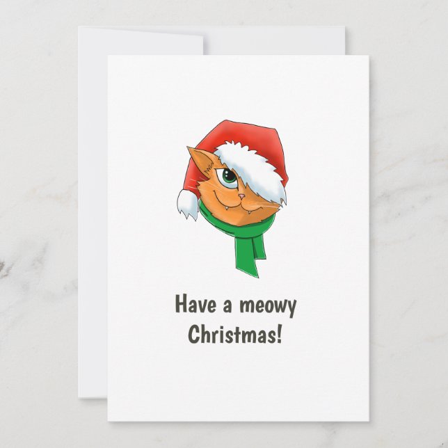 Cartão De Festividades Colagem de Fotos de Cat de Natal (Frente)