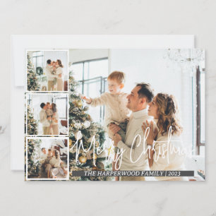 Cartão De Festividades Colagem de Fotos de Família com Letra Moderna de N