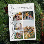 Cartão De Festividades Colagem de Fotos de Família com Roteiro Minimalist<br><div class="desc">Crie seu próprio cartão de Natal com colagem de fotos de família. Celebre a temporada de festas com cartões de Natal personalizados com suas fotos de família favoritas.</div>