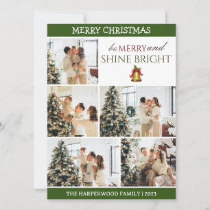 Cartão De Festividades Colagem de Fotos de Família de Natal Moderno Elega