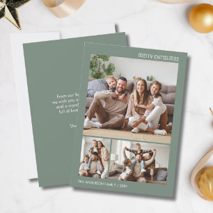Cartão De Festividades Colagem de Fotos de Família de Natal Verde Salvia
