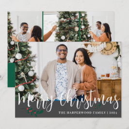 Cartão De Festividades Colagem de Fotos de Família do Natal Moderno Elega