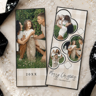 Cartão De Festividades Colagem de Fotos de Família Moderno com Trevo de Q
