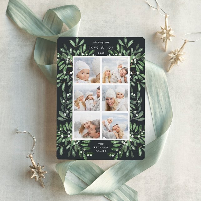 Cartão De Festividades Colagem de Fotos de Feriado de Aquarelas Naturalme (Criador carregado)