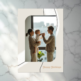 Cartão De Festividades Colagem de Fotos de Férias com Arcos Minimalistas 