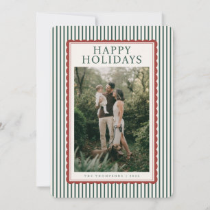 Cartão De Festividades Colagem de Fotos de Férias com Moldura Listrada