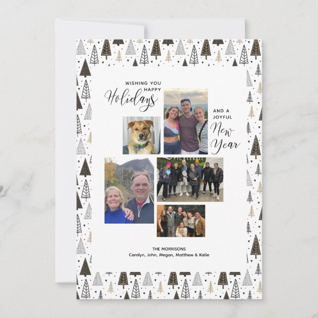 Cartão De Festividades Colagem de Fotos de Férias Modernas de Ano Novo De (Frente)