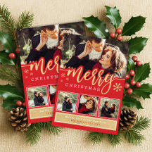 Colagem de Fotos de Floco de Neve Dourado Vermelho