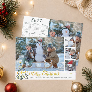 Cartão De Festividades Colagem de Fotos de Natal 2027 Calendário