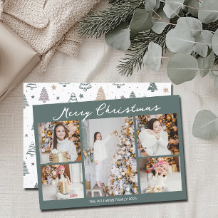 Cartão De Festividades Colagem de Fotos de Natal Alegre Moderna Cinza Ver